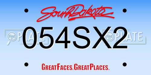 054SX2 South Dakota License Plate