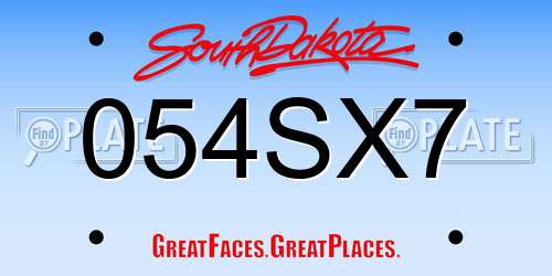 054SX7 South Dakota License Plate