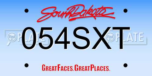 054SXT South Dakota License Plate