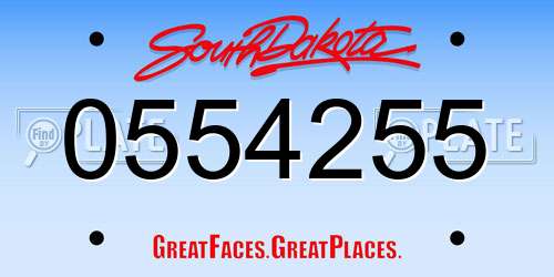 0554255 South Dakota License Plate