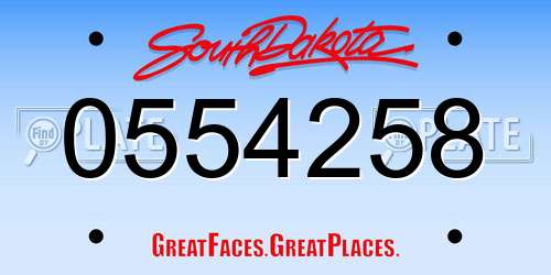 0554258 South Dakota License Plate