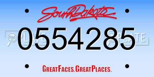 0554285 South Dakota License Plate