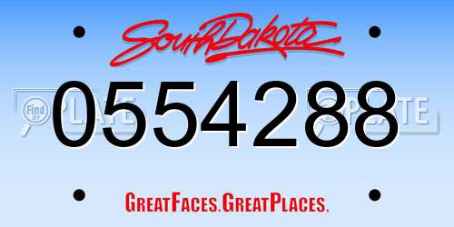 0554288 South Dakota License Plate