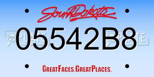 05542B8 South Dakota License Plate