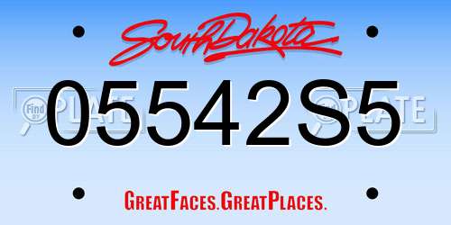 05542S5 South Dakota License Plate