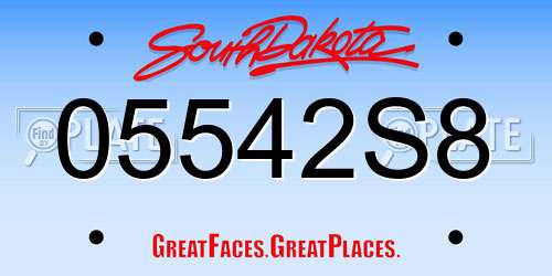 05542S8 South Dakota License Plate