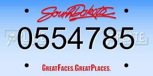 0554785 South Dakota License Plate