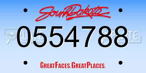 0554788 South Dakota License Plate