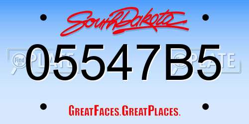 05547B5 South Dakota License Plate