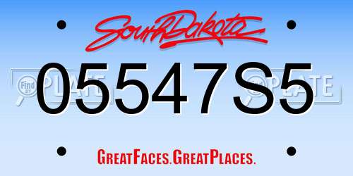 05547S5 South Dakota License Plate