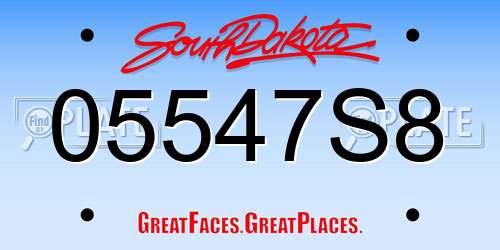 05547S8 South Dakota License Plate