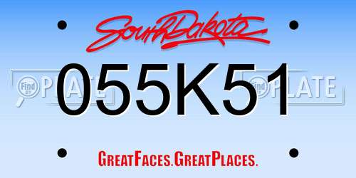055K51 South Dakota License Plate