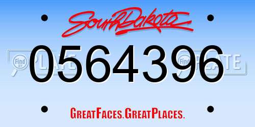 0564396 South Dakota License Plate