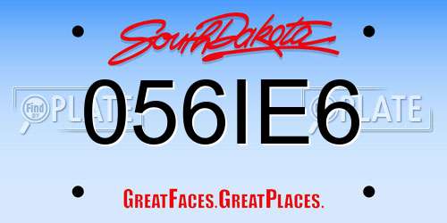 056IE6 South Dakota License Plate