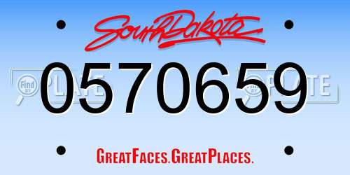 0570659 South Dakota License Plate