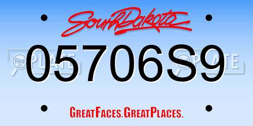 05706S9 South Dakota License Plate