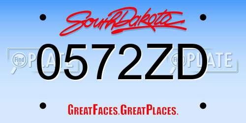 0572ZD South Dakota License Plate