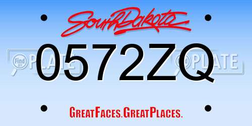 0572ZQ South Dakota License Plate