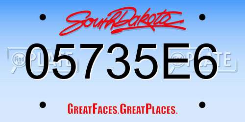 05735E6 South Dakota License Plate