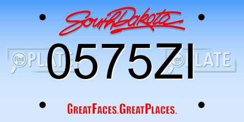 0575ZI South Dakota License Plate