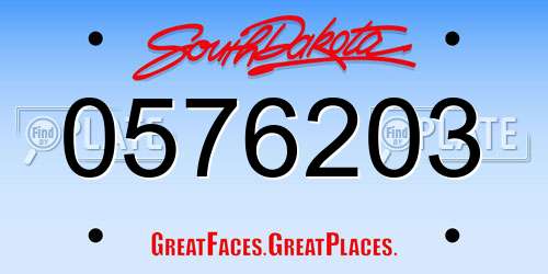 0576203 South Dakota License Plate