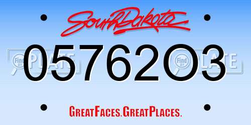 05762O3 South Dakota License Plate
