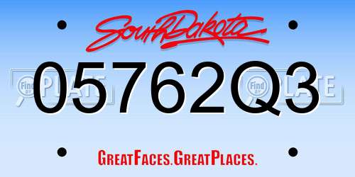05762Q3 South Dakota License Plate