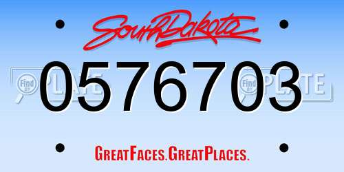 0576703 South Dakota License Plate