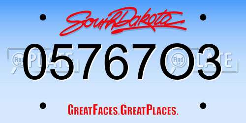 05767O3 South Dakota License Plate