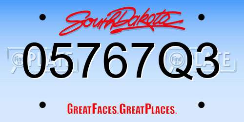 05767Q3 South Dakota License Plate