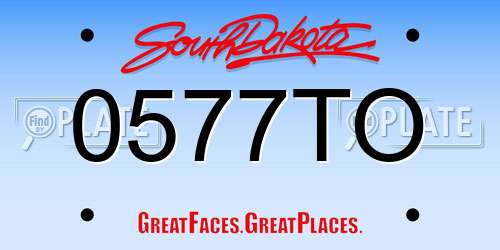 0577TO South Dakota License Plate