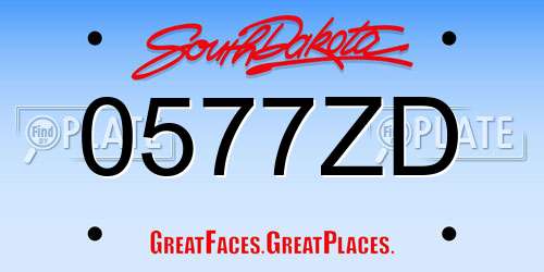 0577ZD South Dakota License Plate