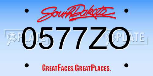 0577ZO South Dakota License Plate