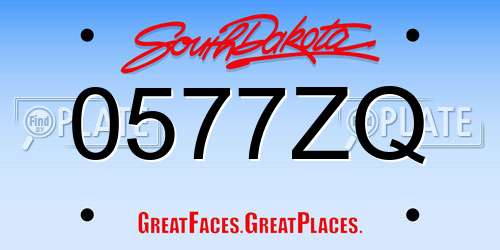 0577ZQ South Dakota License Plate