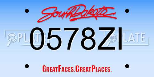 0578ZI South Dakota License Plate