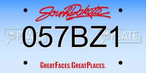 057BZ1 South Dakota License Plate