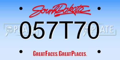 057T70 South Dakota License Plate