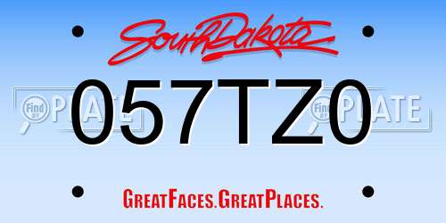 057TZ0 South Dakota License Plate