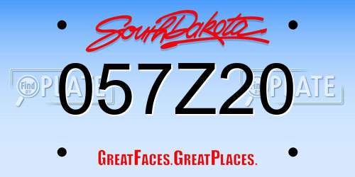057Z20 South Dakota License Plate