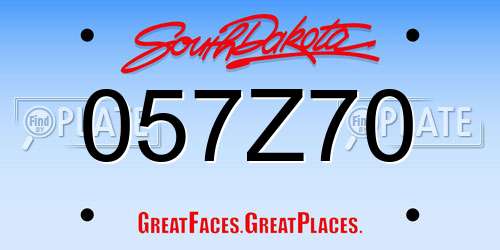 057Z70 South Dakota License Plate