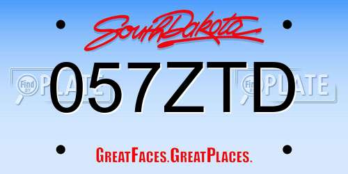 057ZTD South Dakota License Plate
