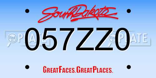 057ZZ0 South Dakota License Plate