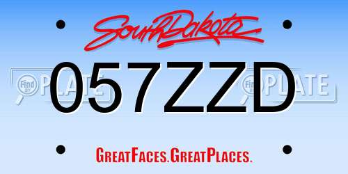 057ZZD South Dakota License Plate