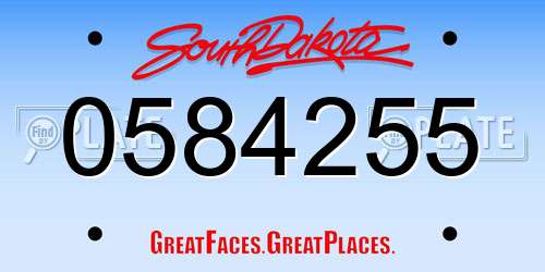 0584255 South Dakota License Plate
