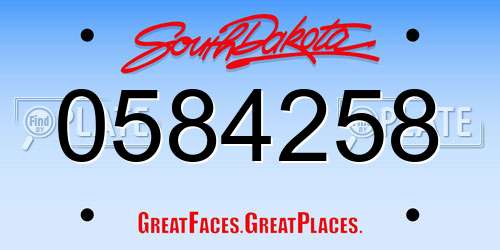 0584258 South Dakota License Plate