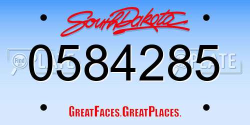 0584285 South Dakota License Plate