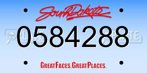 0584288 South Dakota License Plate
