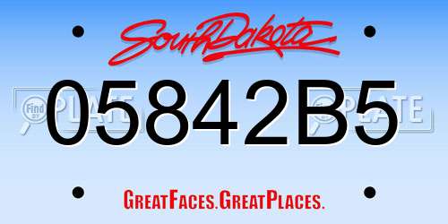 05842B5 South Dakota License Plate