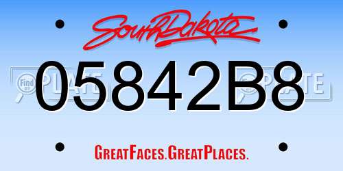05842B8 South Dakota License Plate