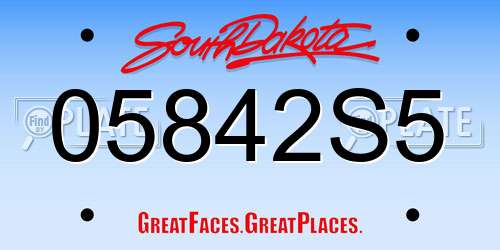 05842S5 South Dakota License Plate